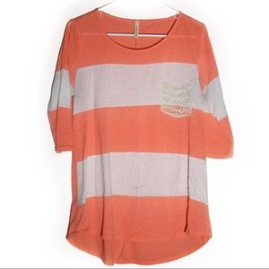 🦄 Orange Creek Quarter Sleeve High Low Tee Shirt